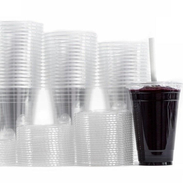 Crystal Ultra Clear Pet Plastic Cups 24 oz with Flat Lids (1000 Count) (Set of 1000) Nicole Fantini