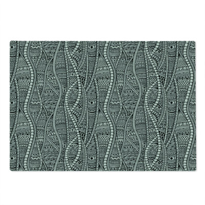 Ambesonne Black and White Cutting Board Large Size Ethnic Ornament Black White