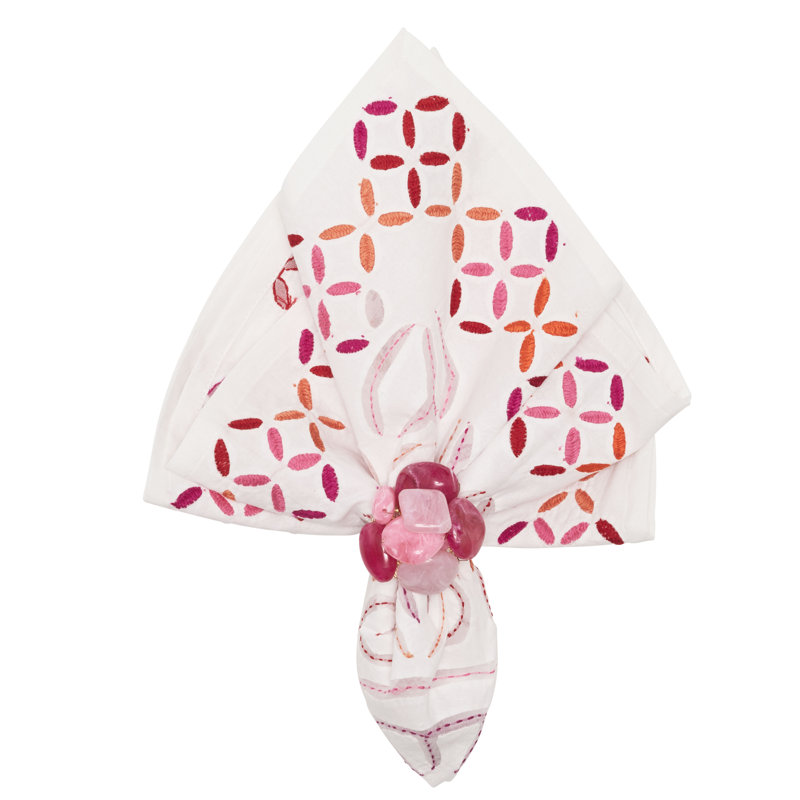 Malta Napkin, White/Pink/Orange