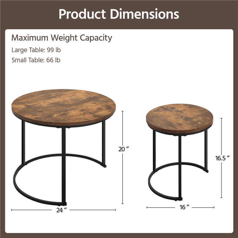 Table basse gigogne Parkgate, Brun rustique