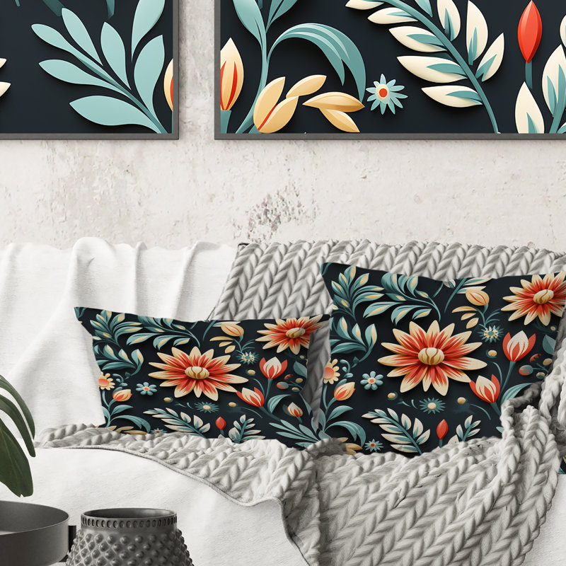 Tribal Green Damask Accents - Coussin décoratif en polyester damassé, H 16 po x l 16 po