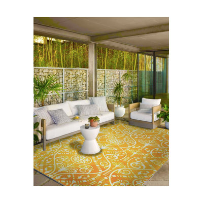 Yellow Themed Creative Embroidered Woven Base Washable Rug