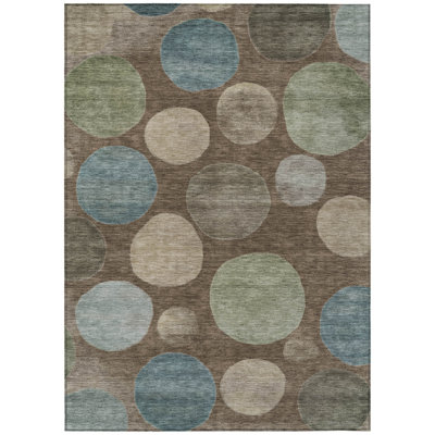 Machine Washable Indoor/Outdoor Xhevrie Chocolate Rug