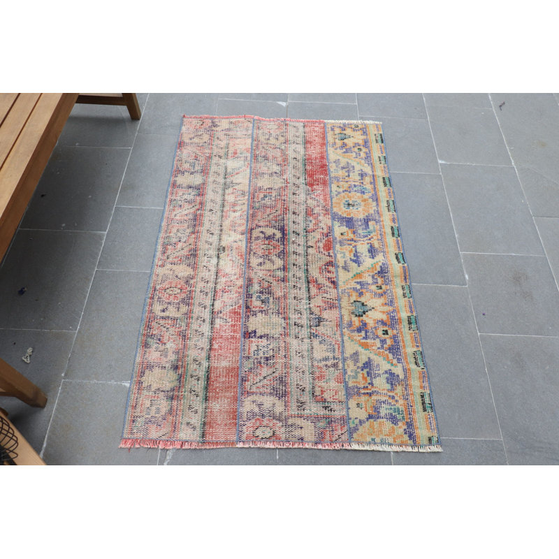 Tapis turc Oushak fait à la main en bleu pour chambre à coucher ou cuisine - Article 6384