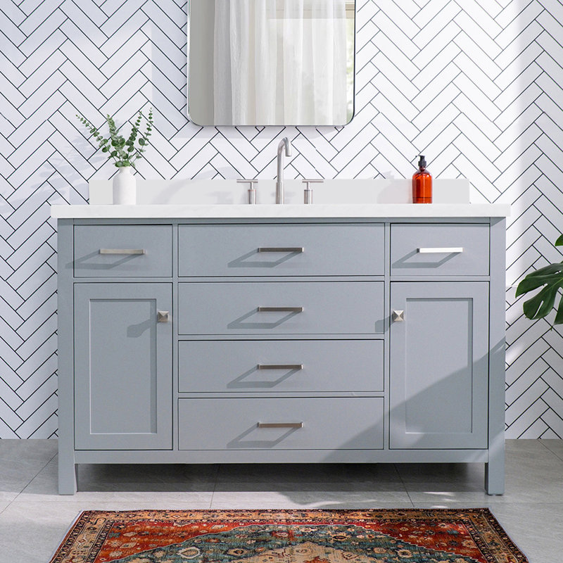 Ensemble de meuble-lavabo simple 55 po Abbate, gris