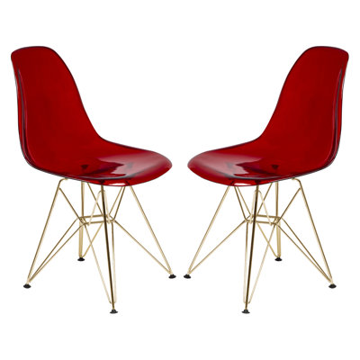 Northfleet Acrylic Dining Chair – Modern Eiffel Base Ghost Chair Accent Seating in Single, Set of 2, or Set of 4 – Gold or Chrome Legs for Banquet, Wedding, Office & Living Room Use