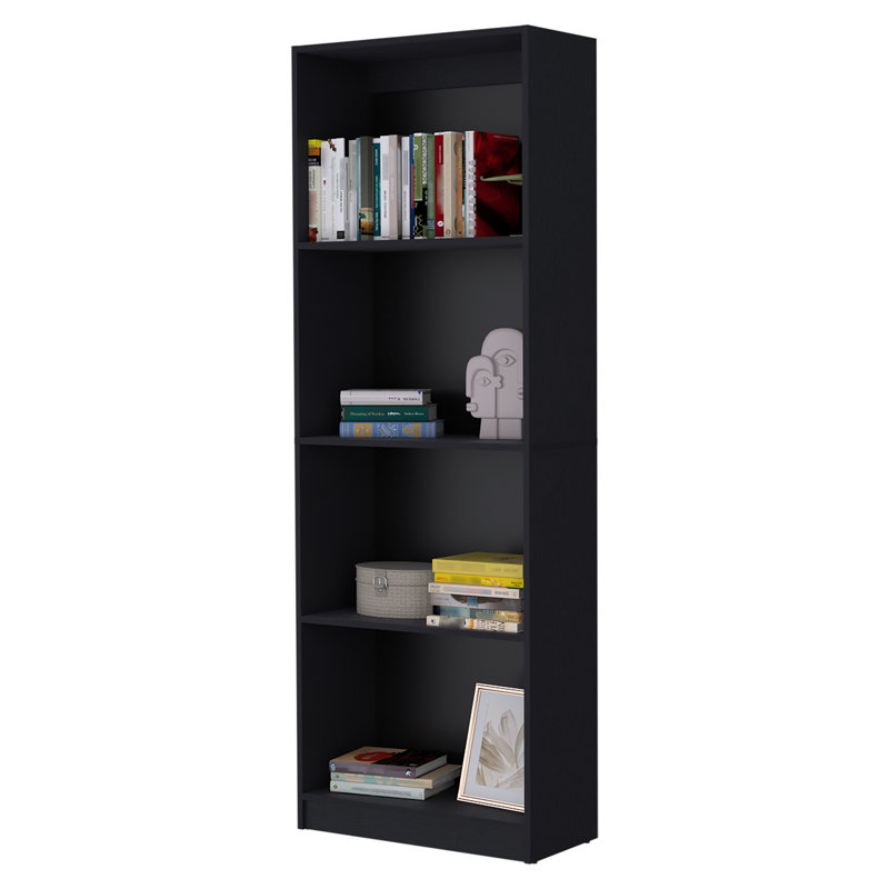 Bibliothèque Milton avec tablettes de rangement à niveaux, Noir, (5 tablettes) H 71,11 po x l 24,71 po x P 11,71 po