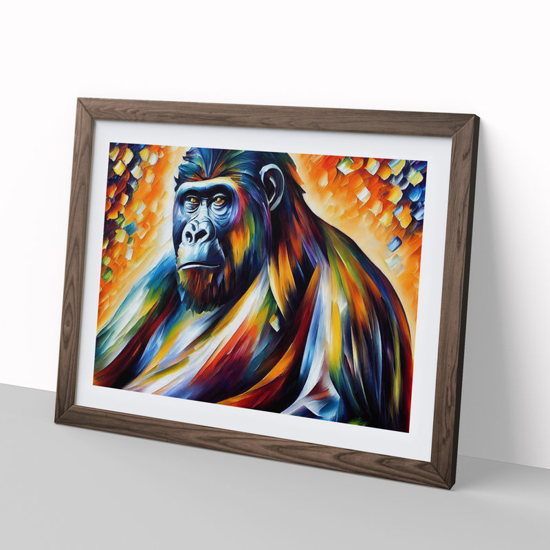 Gorilla Vol.2 Abstract - Single Picture Frame Print, 46cm H x 64cm W x 2cm D, Walnut Framed