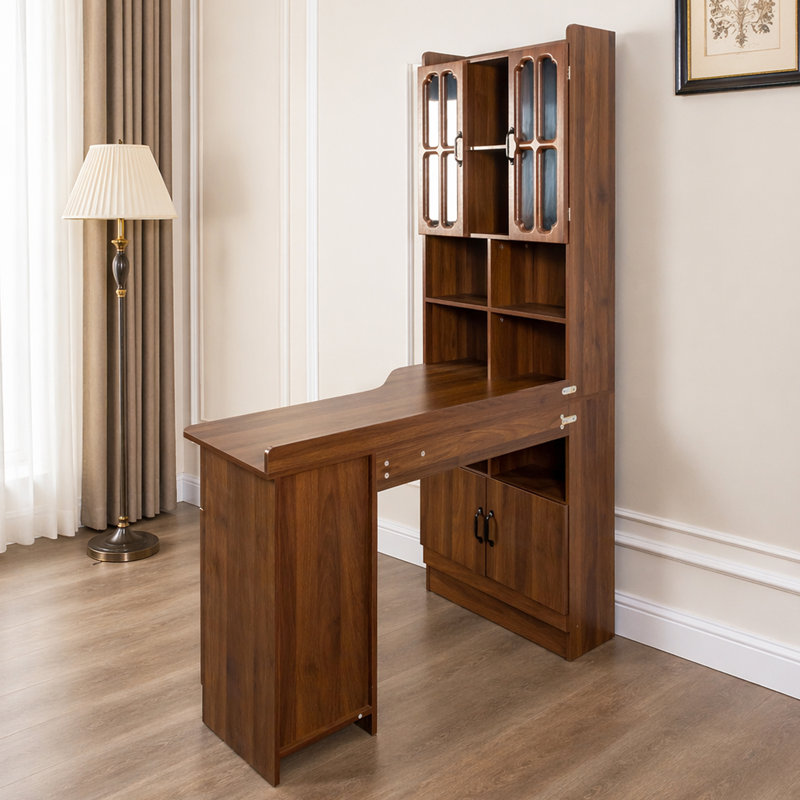 Bureau d'ordinateur d'angle en L pour bureau à domicile ou bureau d'étude, table d'étude de style moderne avec tiroirs, bibliothèque et huche, conception en L 2 en 1, grand espace de travail