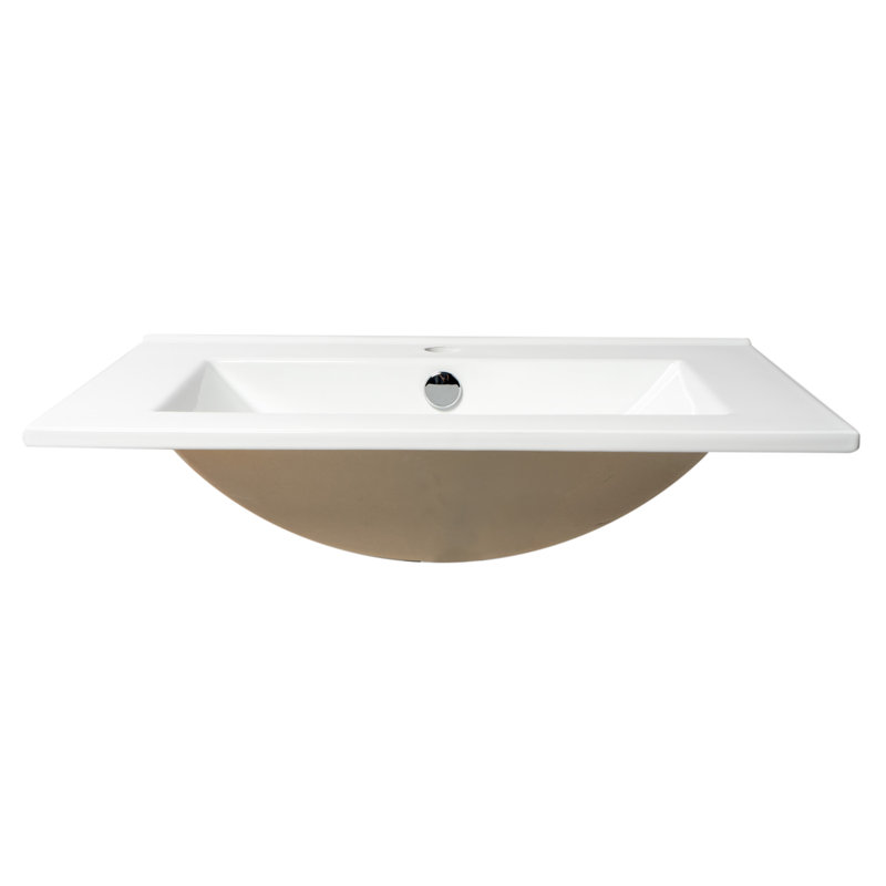 White Ceramic Rectangular Drop-In Bathroom Sink with Overflow