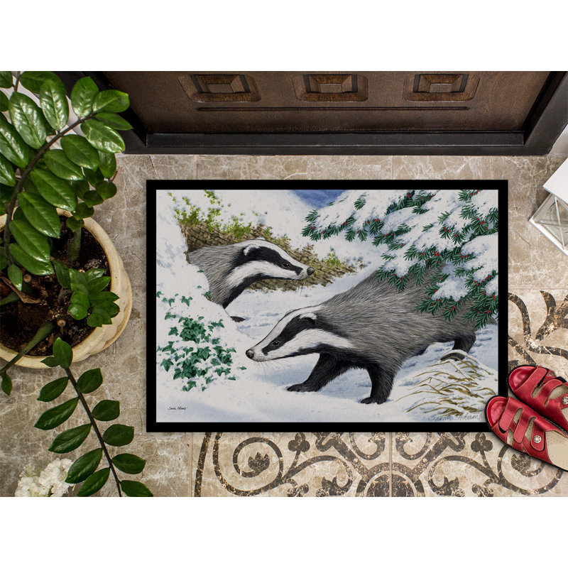 Tapis de porte pour l’extérieur antidérapant snow, Rectangle 1 pi 6 po x 2 pi 3 po
