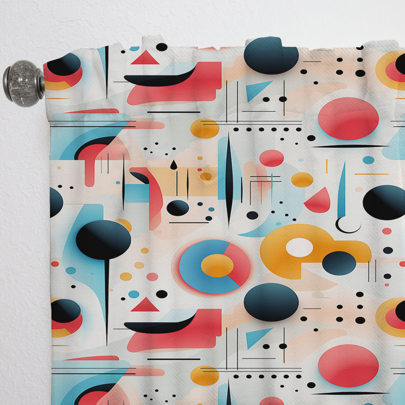 Motif tendance rose et bleu Mid-Century - Rideau moderne - Velours obscurcissant - 1 panneau, L 52 po x L 84 po