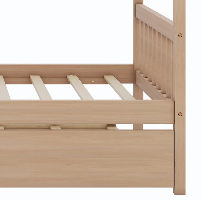 Lit en bois avec couchette, Naturel