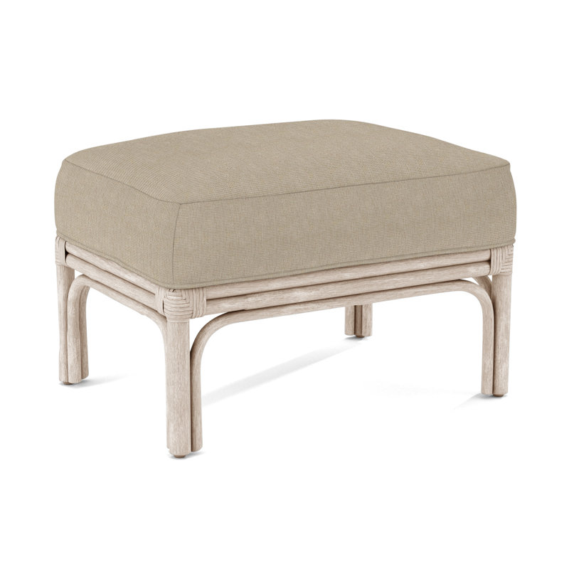 Boca Ottoman, White Textured Performance; 0865-91, Havana