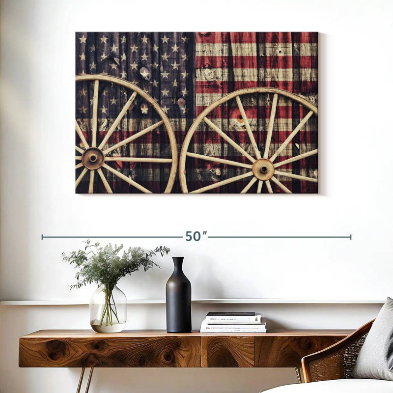 Borges Wagon Wheels American Flag, 26" H x 39" W