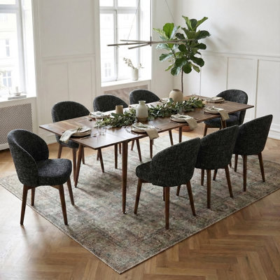 9-Piece Mid-Century Rectangular Extendable Dining Sets