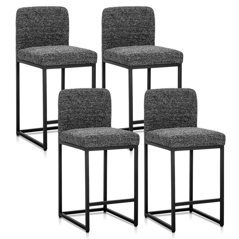 Ensemble de 4 tabourets de bar Chenille, Noir gris