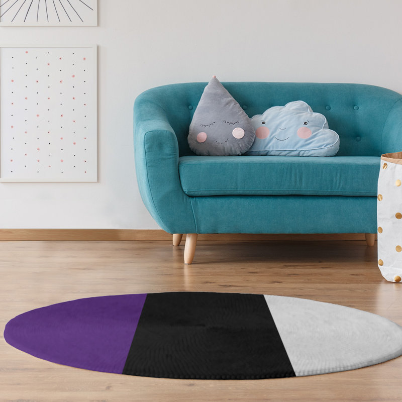 Tapis mauve/noir, Rond 5 pi