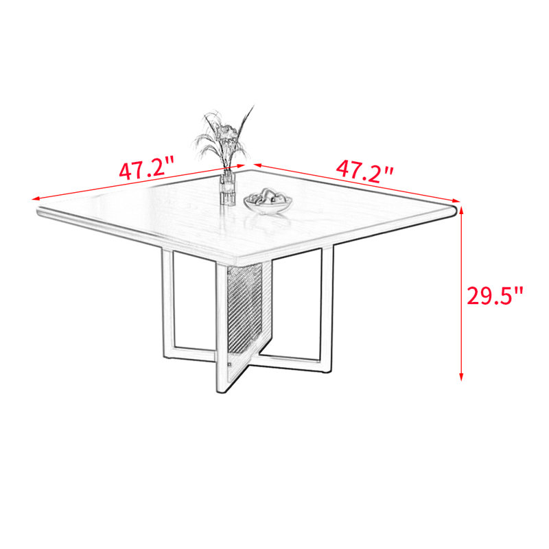 Table de salle à manger Cario, H 29,5 po x L 47,2 po x l 47,2 po