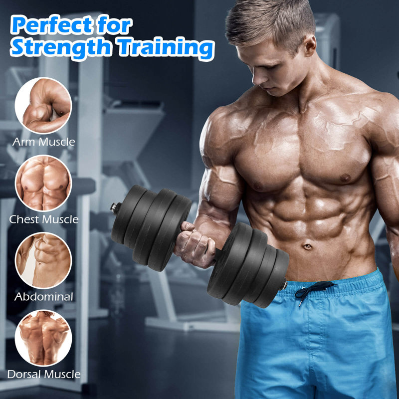 66 LB Dumbbell Weight Set Fitness 16 Adjustable Plates Workout - Image 6