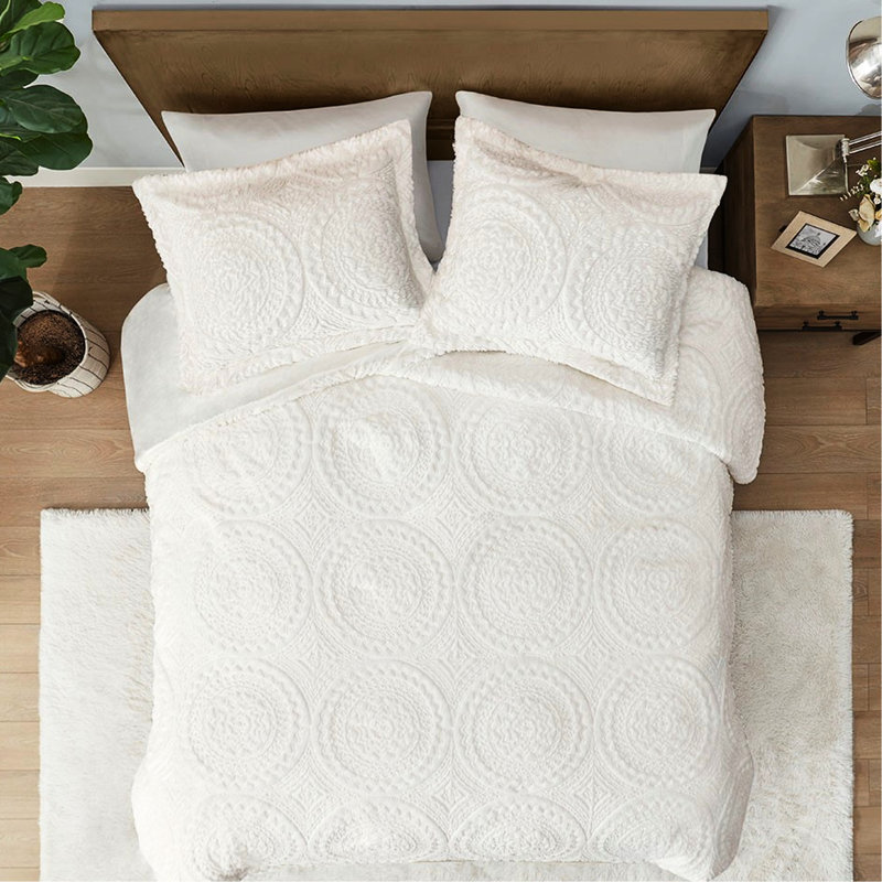 Édredon brodé en fausse fourrure, taille simple, coquillage