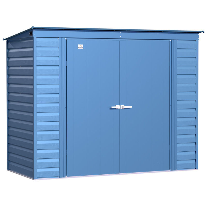 Remise en acier Select, 8 x 4, bleu gris, Bleu gris