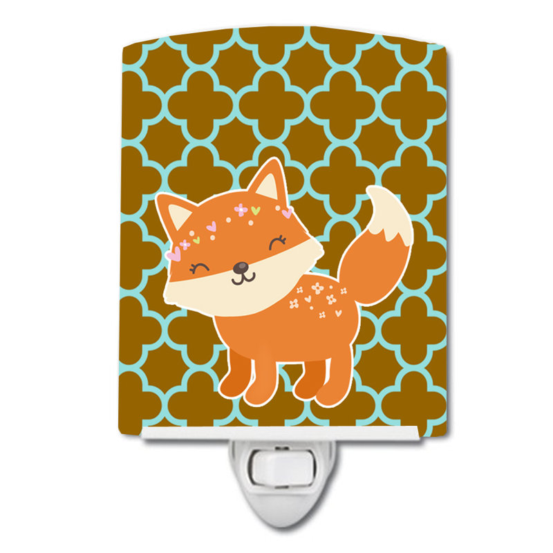 Fox on Quatrefoil Ceramic Night Light