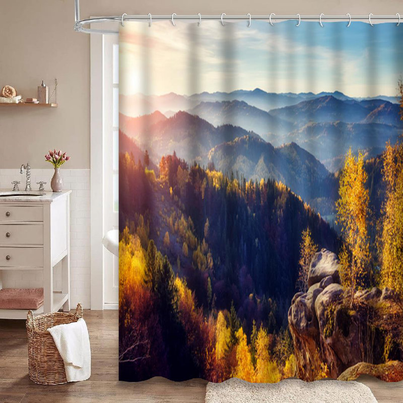 Rideau de douche avec 12 crochets Sunny Mountain, L 72 po x l 78 po