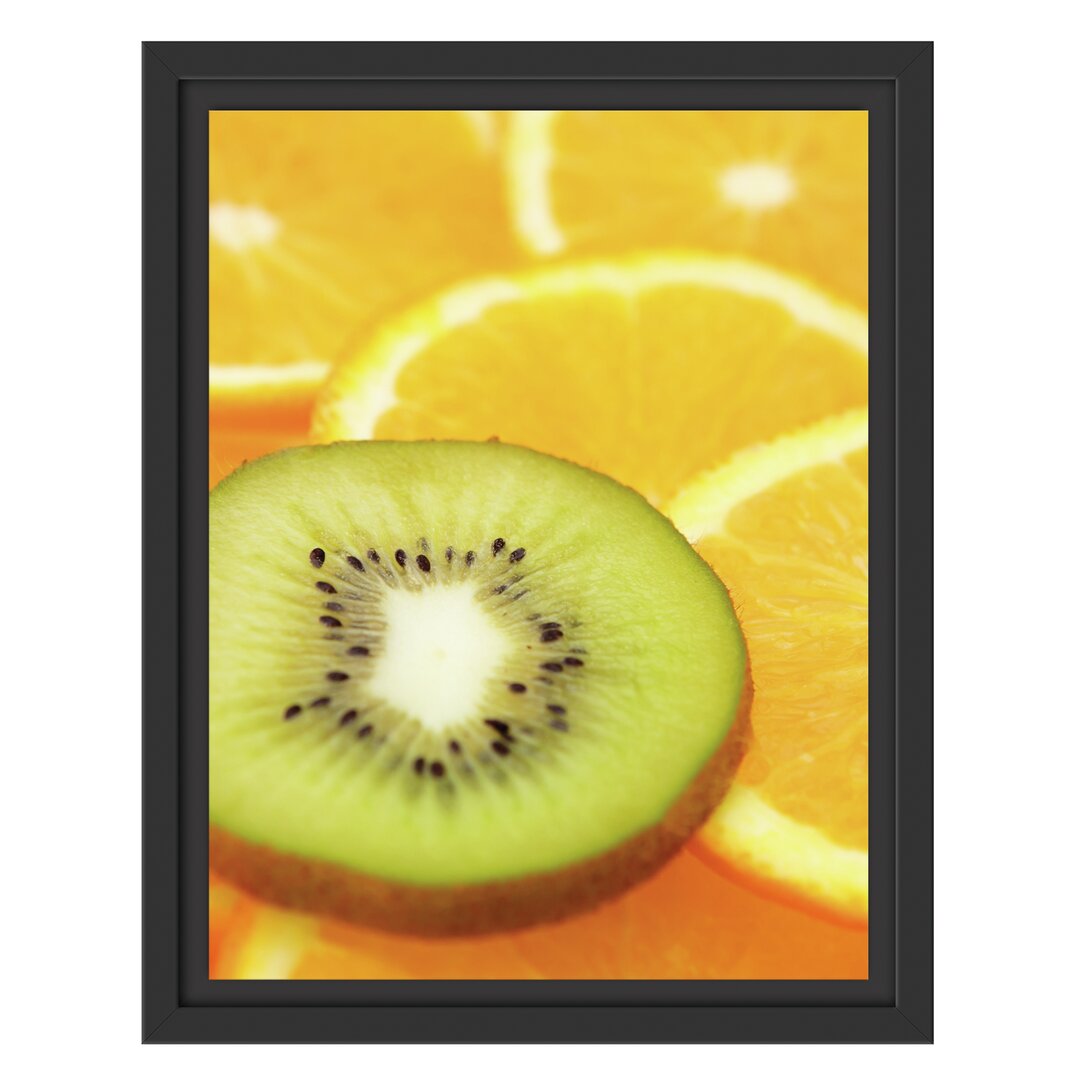 Gerahmtes Wandbild Kiwi und Orangenscheiben