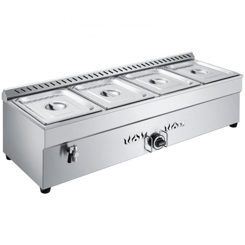 Chauffe-plats d'extérieur commercial en acier inoxydable à 4 plateaux au propane commercial