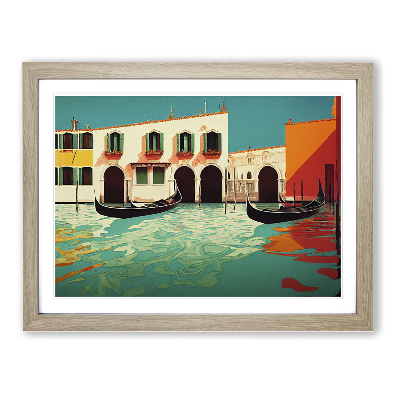Modern Venice Canal Vol.1 - Framed Print, 25cm H x 34cm W x 2cm D, Oak Framed