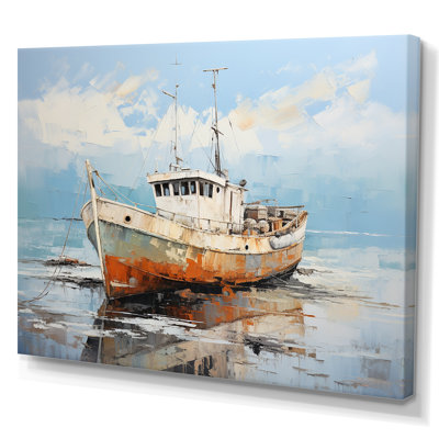 Bateau de pêche, art mural sur toile, impression de paysage côtier du port - Bateau de pêche au port II