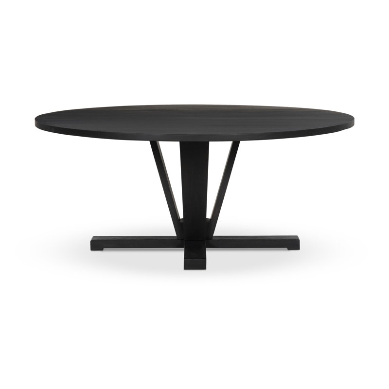 Cobain Round Solid Wood Dining Table, 30" H x 72" W x 72" L, Black