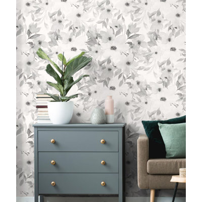 Panneau de papier peint adhésif à peintures et colle à fleurs aquarelle