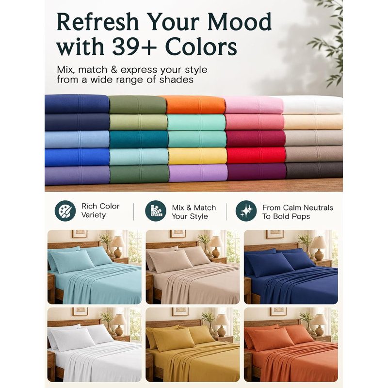 Luxclub 4 PC Medallion Gold Queen Silky Soft Cooling Extra Deep Pocket Performance Sheet Set, Medallion Gold