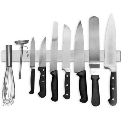 Porte-couteaux magnétique mural et pour réfrigérateur - Bande magnétique de 45,7 cm (18 pouces), support et étagère magnétique pour couteaux de cuisine, barre magnétique en acier inoxydable pour ustensiles de cuisine