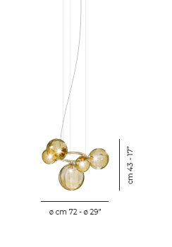 Puppet Ring Suspension 5 Crystal Transparent Matt Gold 3 G9 Ul, Amber Transparent, Matte Gold