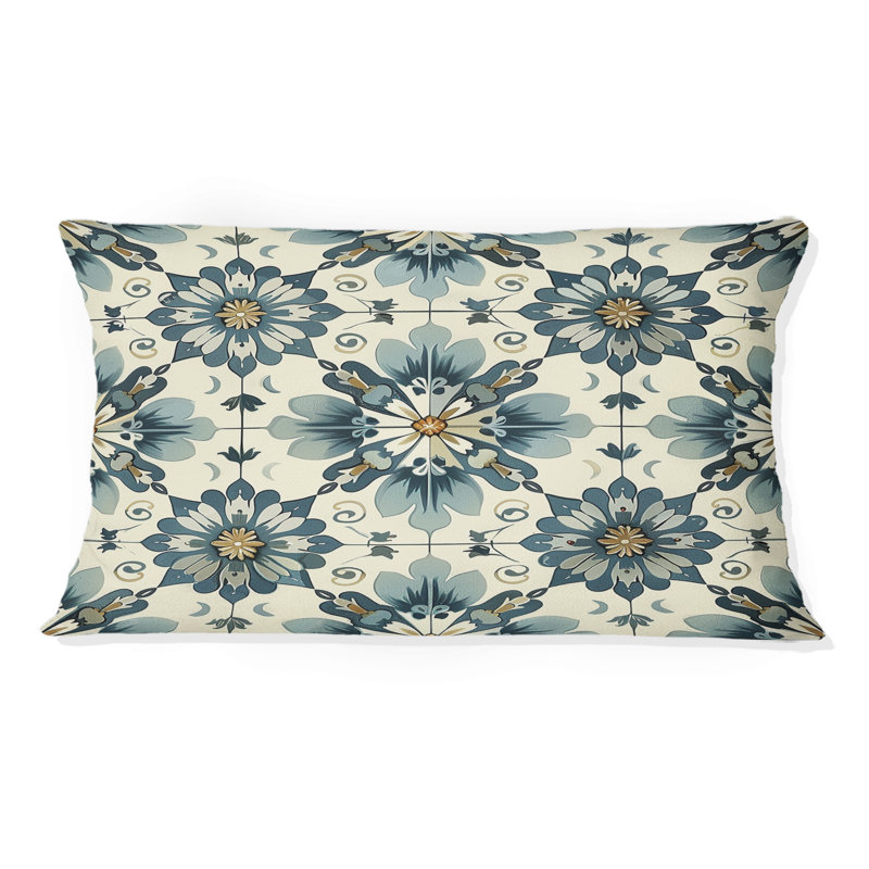 Tuile rétro bleu poudre IV - coussin de ferme, Forme rectangulaire, H 12 po x l 20 po
