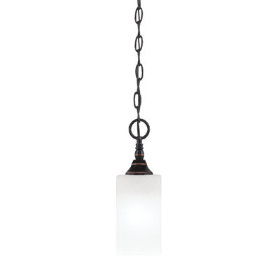 Mini-luminaire suspendu en chaîne avec verre carré de 3,5 po en marbre blanc