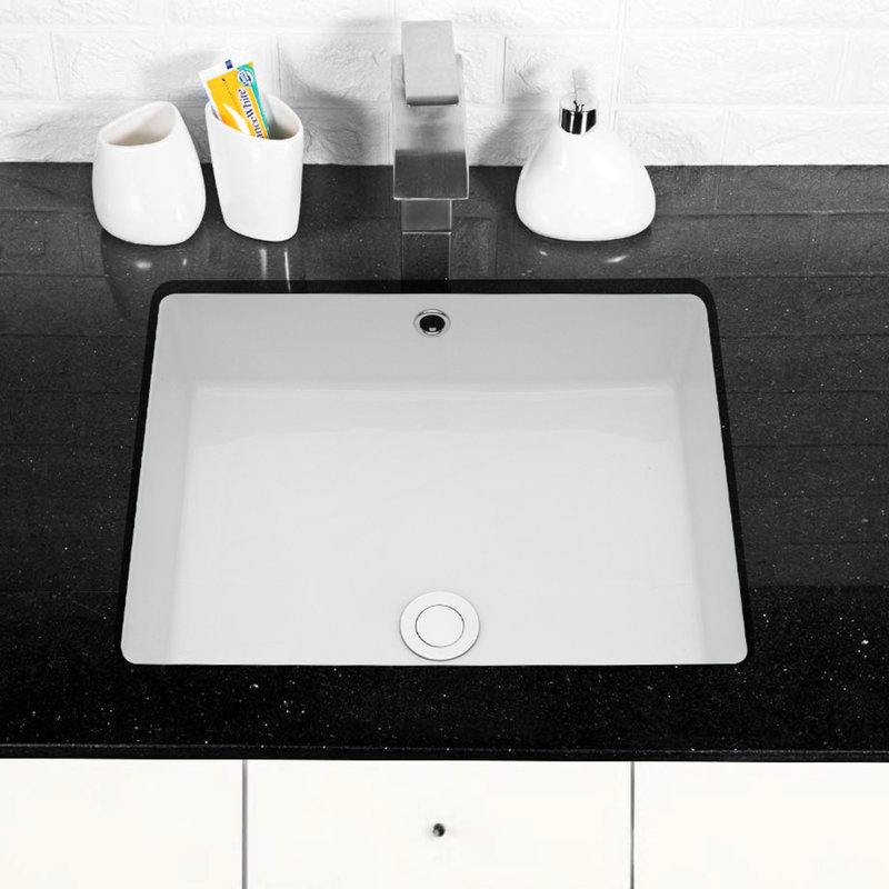Lavabo encastré rectangulaire en céramique avec trop-plein - Bathroom Luxury Essential