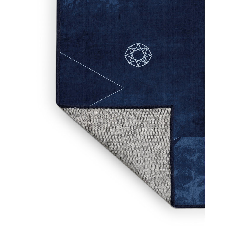 Tapis bleu marine et bleu marine délavé à la machine Alan Alien, 8 x 10