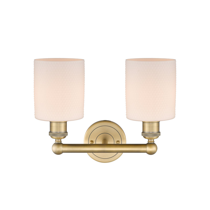 Éclairage pour meuble-lavabo à 2 lumières à intensité variable, Blanc mat, Laiton brossé