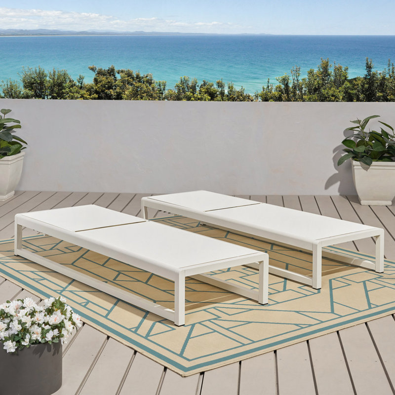 MODESTA CHAISE LOUNGE, White, White