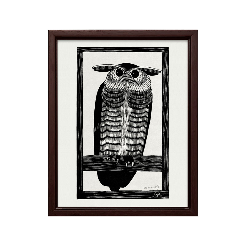 Chouette cornue, Canvas, Brown Framed, 11"H x 14"W