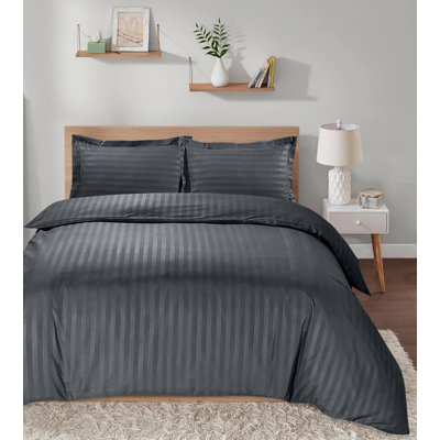 Imperial Homeware London Microfiber Striped Duvet Cover Set with Pillowcases