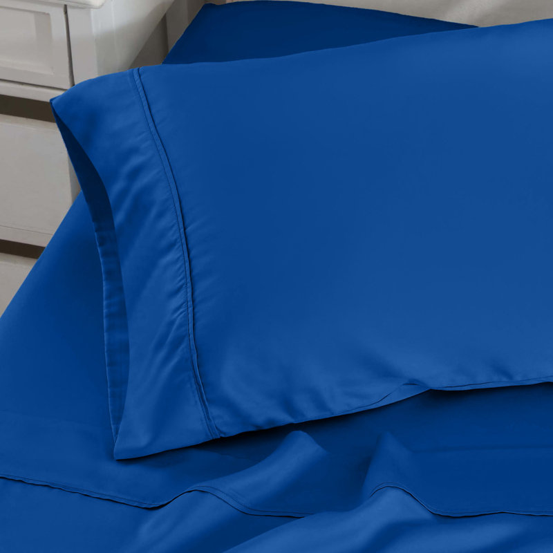 Ensemble de taie d'oreiller en 300% de rayonne de bambou 300 fils, Standard, Bleu fumé