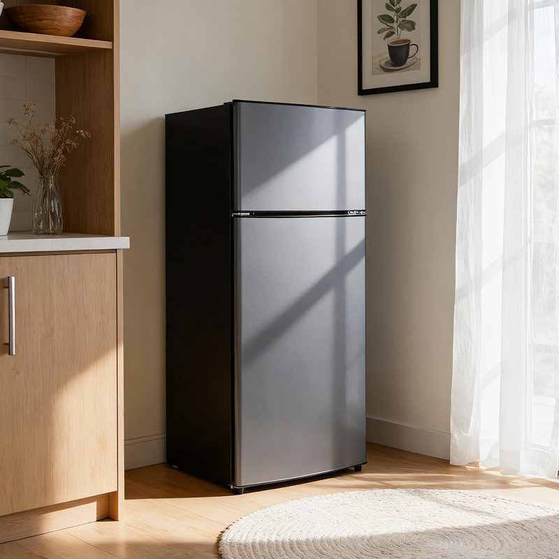 7.0 Cu.ft Top Freezer Refrigerator, Adjustable Glass Shelves, 7-Level Temp Control, Quiet Fridge For Apartment, Garage, Rv, Kitchen