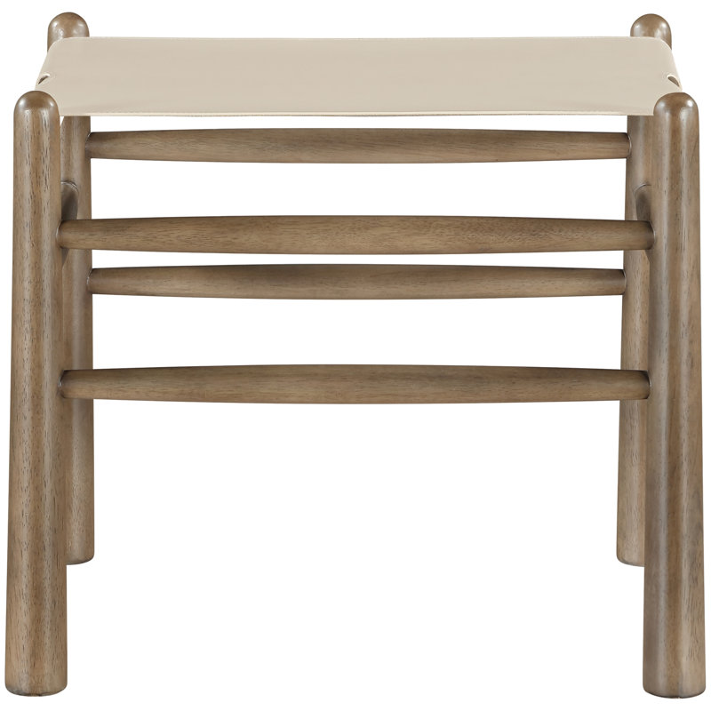 Banc rembourré en cuir Santos, Teint en brun, Cuir végétalien beige