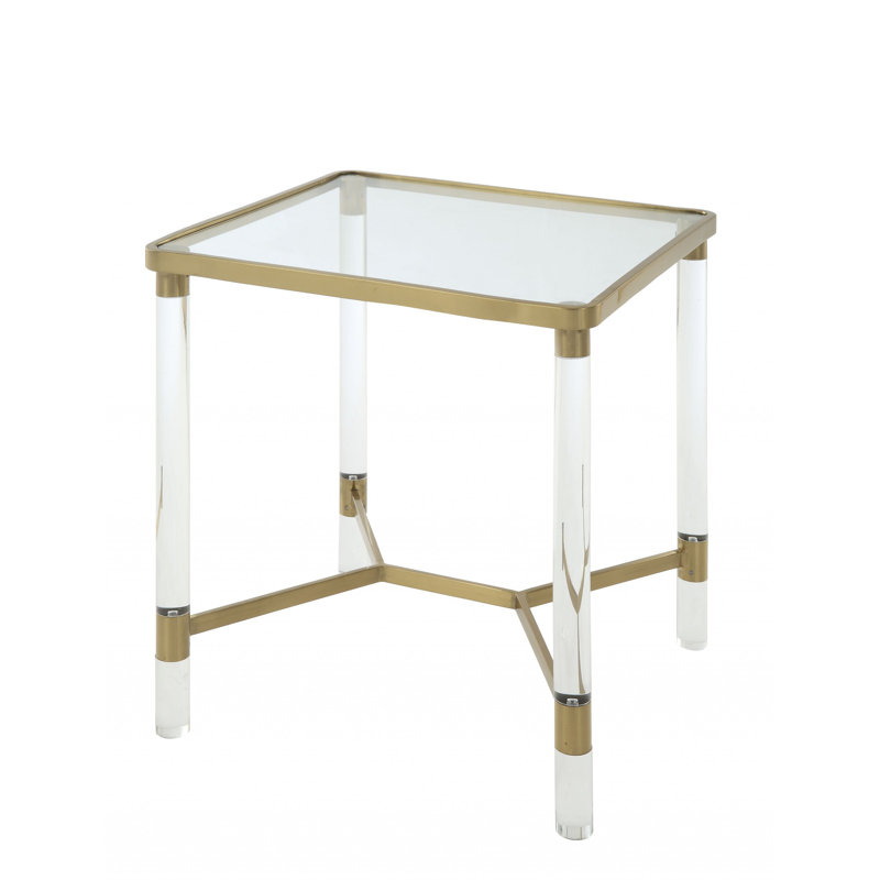 Table de bout en verre 24 po Adlai, C; oreille acrylique