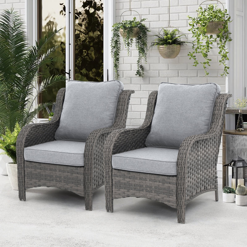 Outdoor Patio Chairs (Set of 2), Gray